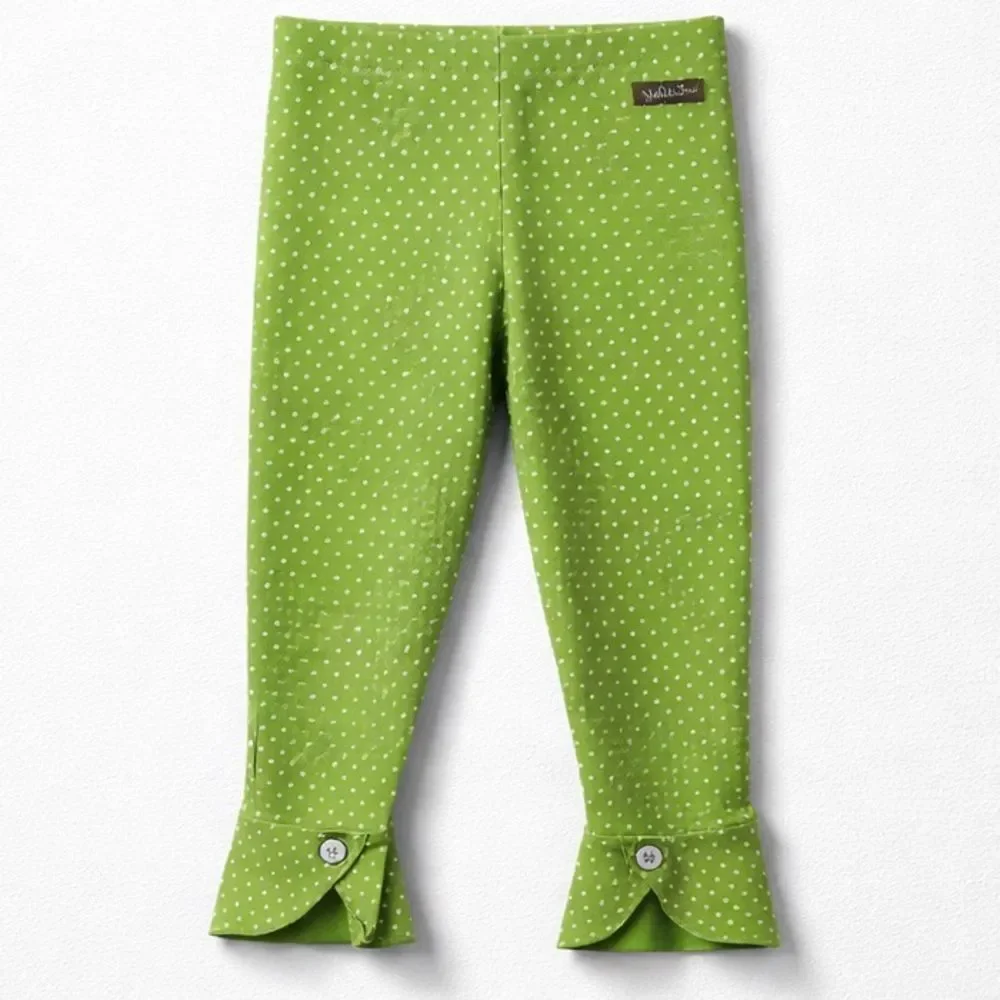 Matilda Jane Lime Green polka dot leggings size 6 NWOT